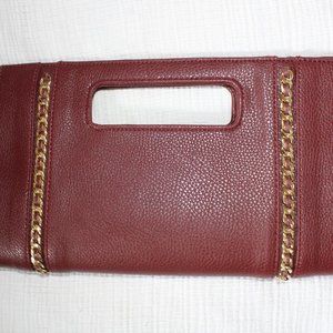 Charming Charlie Dark Red With Gold Chain Accents Clutch 00121043